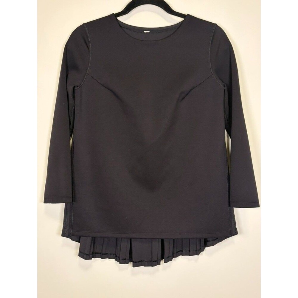 RARE Lululemon Pleat On Long Sleeve Shirt Black Pleated Back Size 4